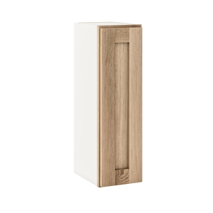 30" Tall Natural Color 17ROS - Redondo White Oak Shaker 1-1/4" Overlay Wall Cabinet - Single Door 9", 12", 15", 18", 21" WIde