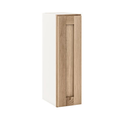 30" Tall Natural Color 17ROS - Redondo White Oak Shaker 1-1/4" Overlay Wall Cabinet - Single Door 9", 12", 15", 18", 21" WIde
