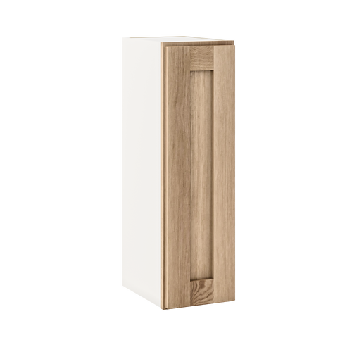 30" Tall Natural Color White Oak Shaker 1-1/4" Overlay Wall Cabinet - Single Door 9", 12", 15", 18", 21" WIde