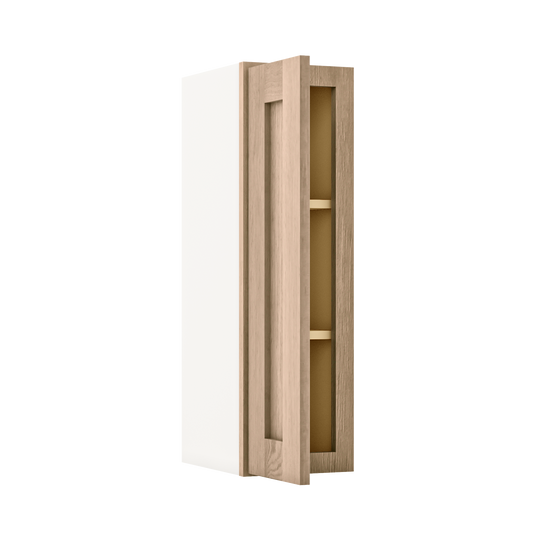 Natural white oak shaker wall cabinet 9"–30" RTA kitchen cabinet – angle view