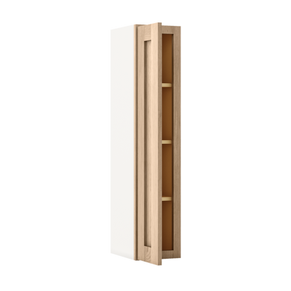 Natural white oak shaker wall cabinet 9"–42" RTA kitchen cabinet – angle view