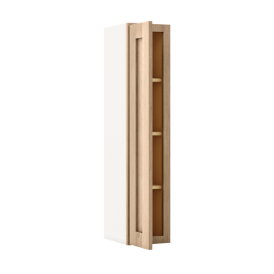 42" Tall Natural Color 17ROS - Redondo White Oak Shaker 1-1/4" Overlay Wall Cabinet - Single Door 9", 12", 15", 18", 21"