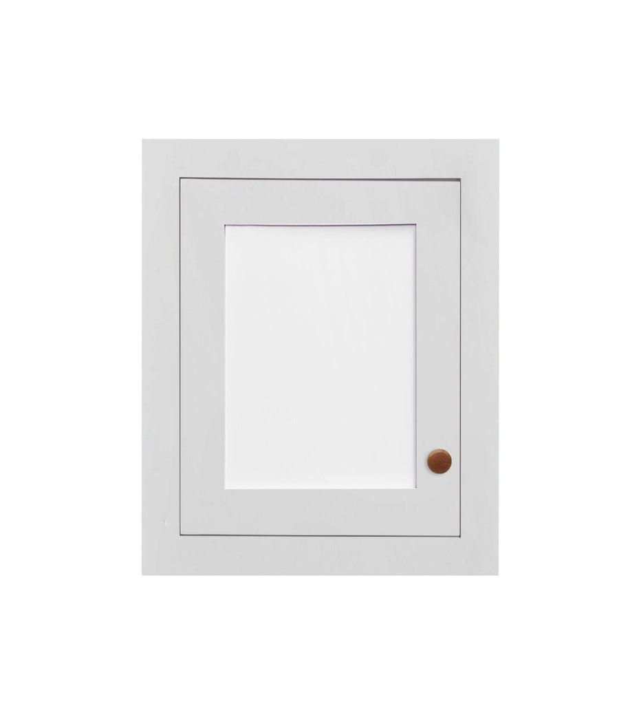 White Shaker Stackable Glass Wall Cabinet - Single Door 9", 12", 15", 18" & 21" Wide