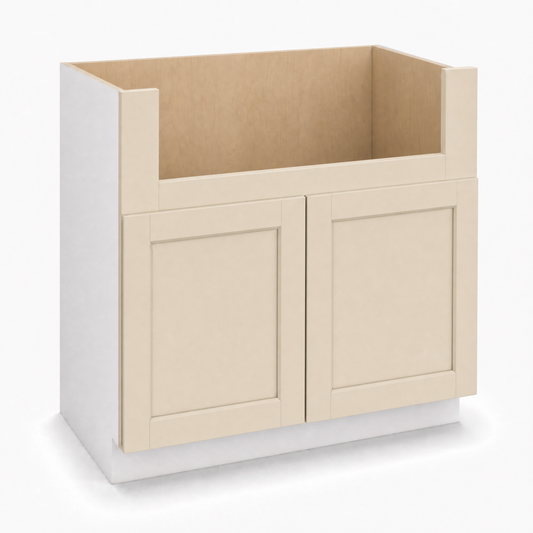 36" Farm / Apron Sink Base Overlay 1-1/4" MC12 Manhattan Cream Shaker Cabinets