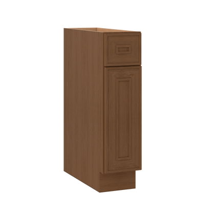Base 9", 12", 15", 18", 21" Mocha - Elegant Oak Craftsman Shaker 1-1/4" Overlay Base Cabinet - One Door - One Drawer