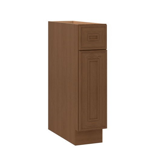 Base 9", 12", 15", 18", 21" Mocha - Elegant Oak Craftsman Shaker 1-1/4" Overlay Base Cabinet - One Door - One Drawer