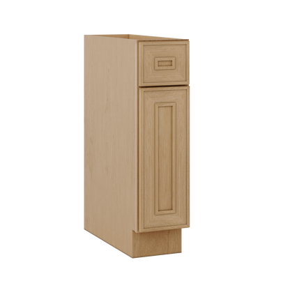Base 9", 12", 15", 18", 21" Elegant Oak Craftsman Shaker 1-1/4" Overlay Base Cabinet - One Door - One Drawer