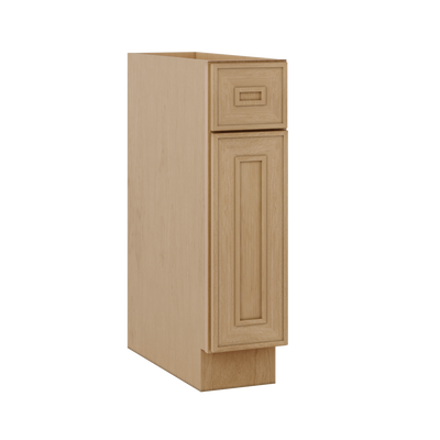 Base 9", 12", 15", 18", 21" Elegant Oak Craftsman Shaker 1-1/4" Overlay Base Cabinet - One Door - One Drawer