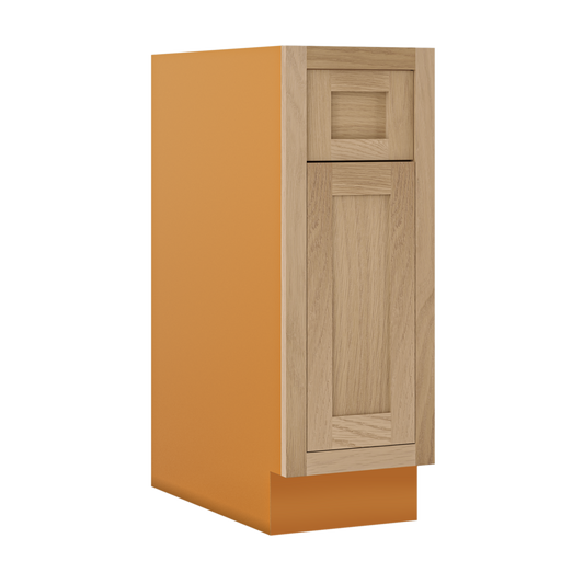 White Oak Inset Shaker Base Cabinet - Single Door Single Drawer 12", 15", 18" & 21" - Special Order
