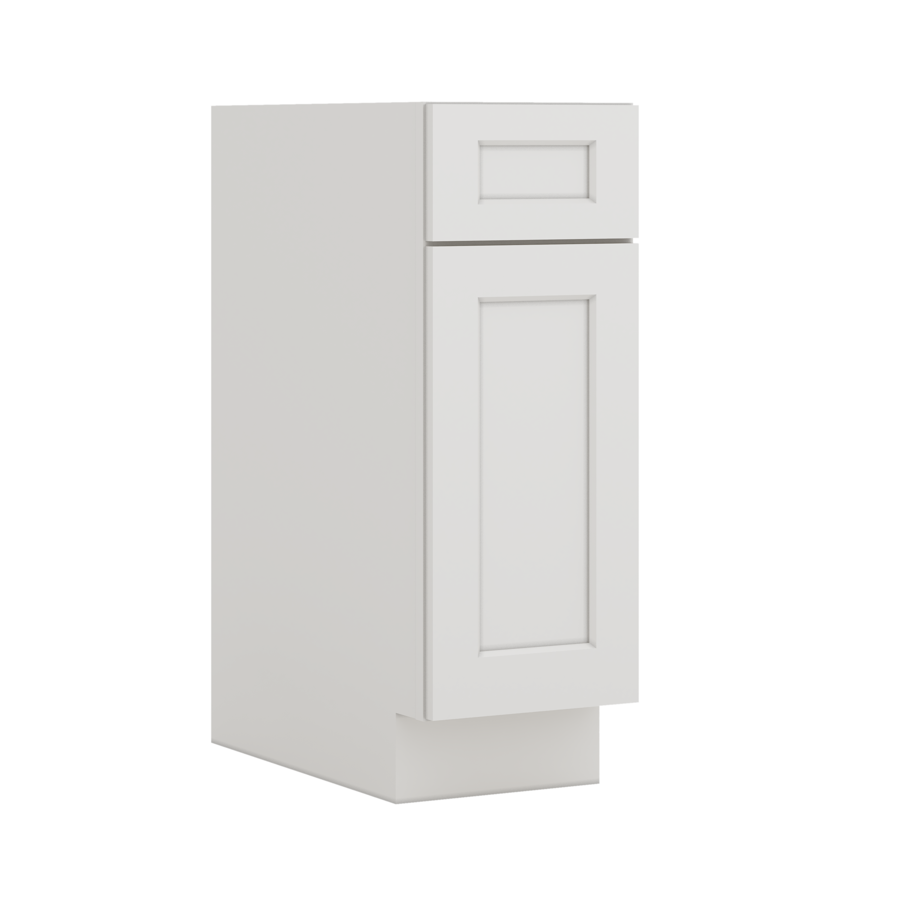 Base Cabinet - One Door One Drawer 12", 15", 18", 21" 2WS White Shaker 1-1/4" Overlay