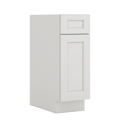 Base Cabinet - One Door One Drawer 12", 15", 18", 21" 2WS White Shaker 1-1/4" Overlay