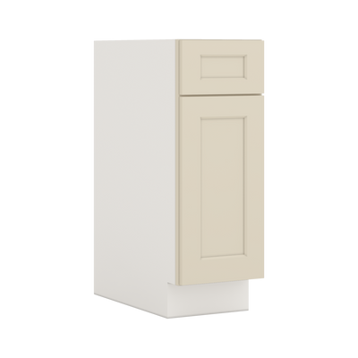Base Cabinet - Full Height One Door 9", 12", 15", 18", 21" Manhattan Cream Shaker 1-1/4" Overlay