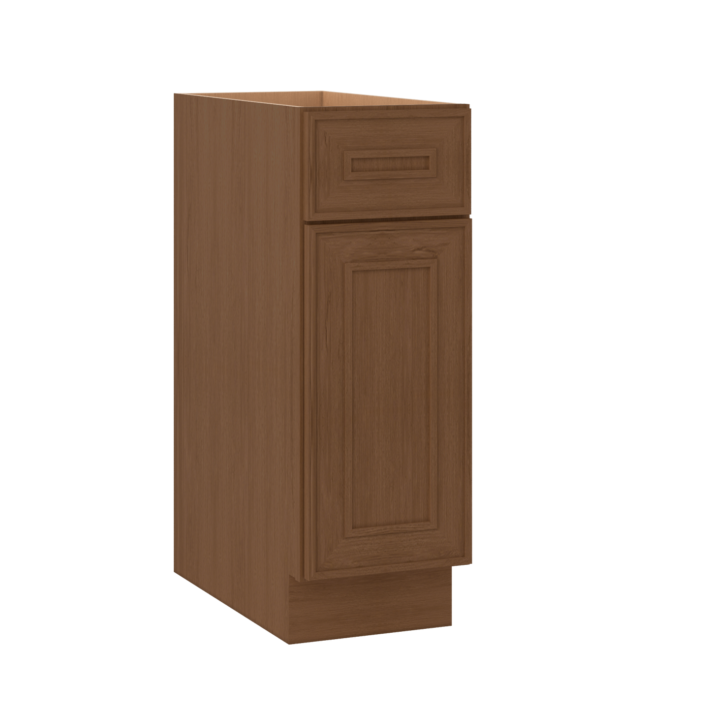 Base 9", 12", 15", 18", 21" Mocha - Elegant Oak Craftsman Shaker 1-1/4" Overlay Base Cabinet - One Door - One Drawer