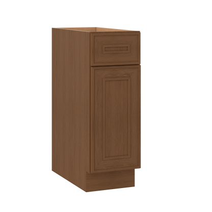 Base 9", 12", 15", 18", 21" Mocha - Elegant Oak Craftsman Shaker 1-1/4" Overlay Base Cabinet - One Door - One Drawer