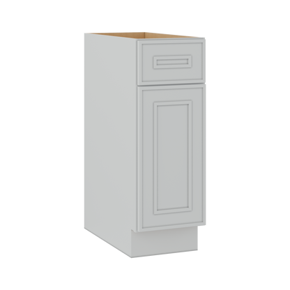 Base 9", 12", 15", 18", 21" White Elegant Oak Craftsman Shaker 1-1/4" Overlay Base Cabinet - One Door - One Drawer