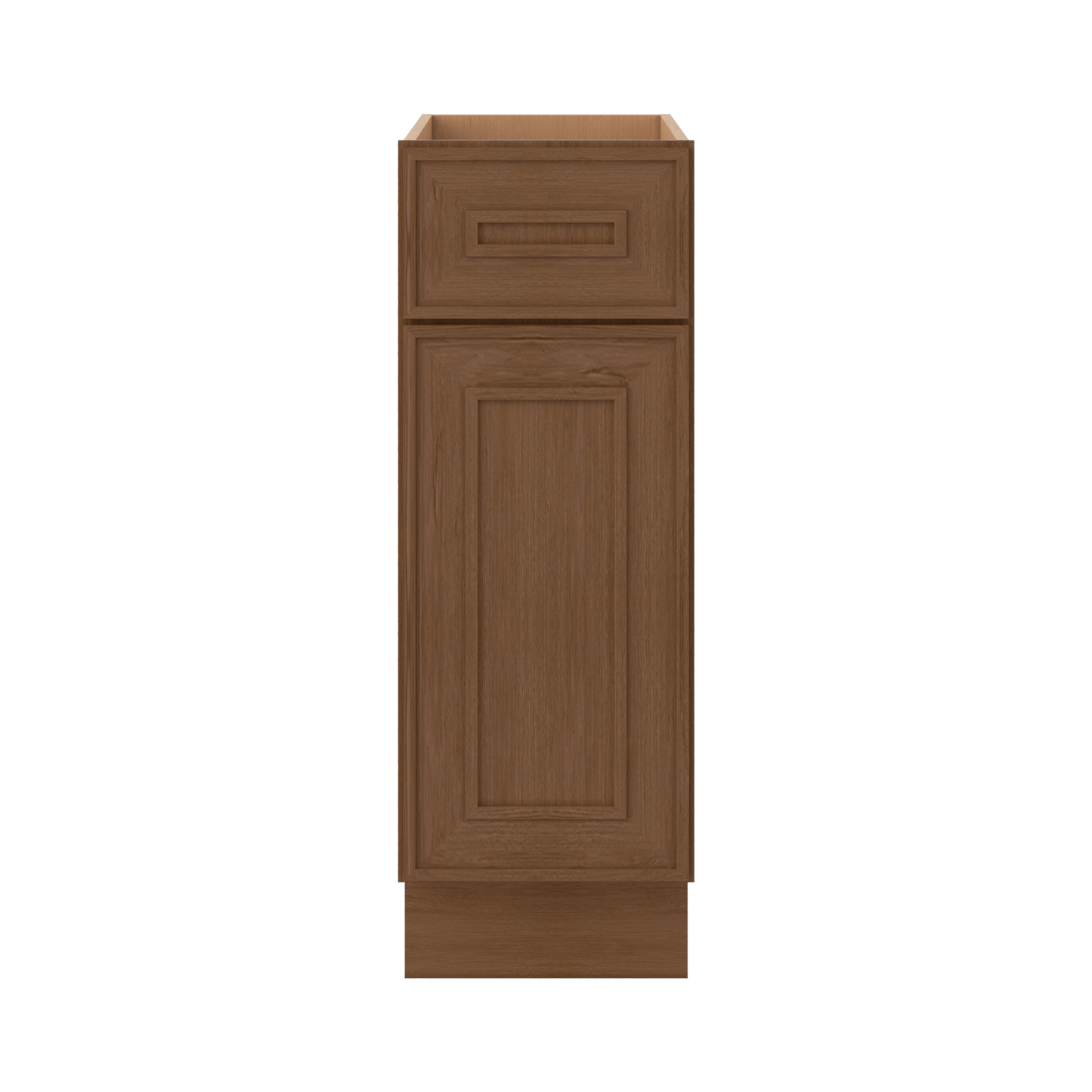 Base 9", 12", 15", 18", 21" Mocha - Elegant Oak Craftsman Shaker 1-1/4" Overlay Base Cabinet - One Door - One Drawer