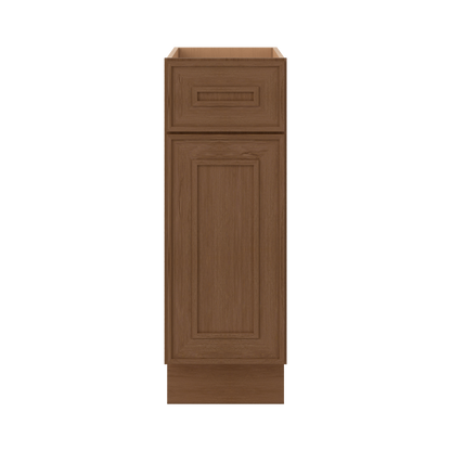 Base 9", 12", 15", 18", 21" Mocha - Elegant Oak Craftsman Shaker 1-1/4" Overlay Base Cabinet - One Door - One Drawer