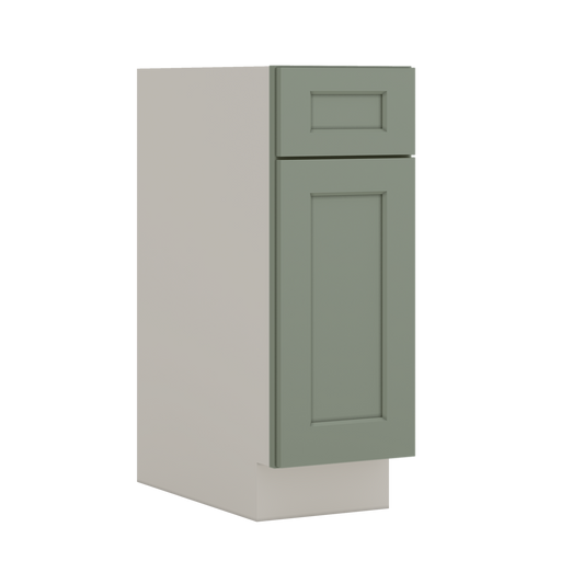 Base Cabinet - One Door 9", 12", 15", 18", 21" Green Shaker 1-1/4" Overlay
