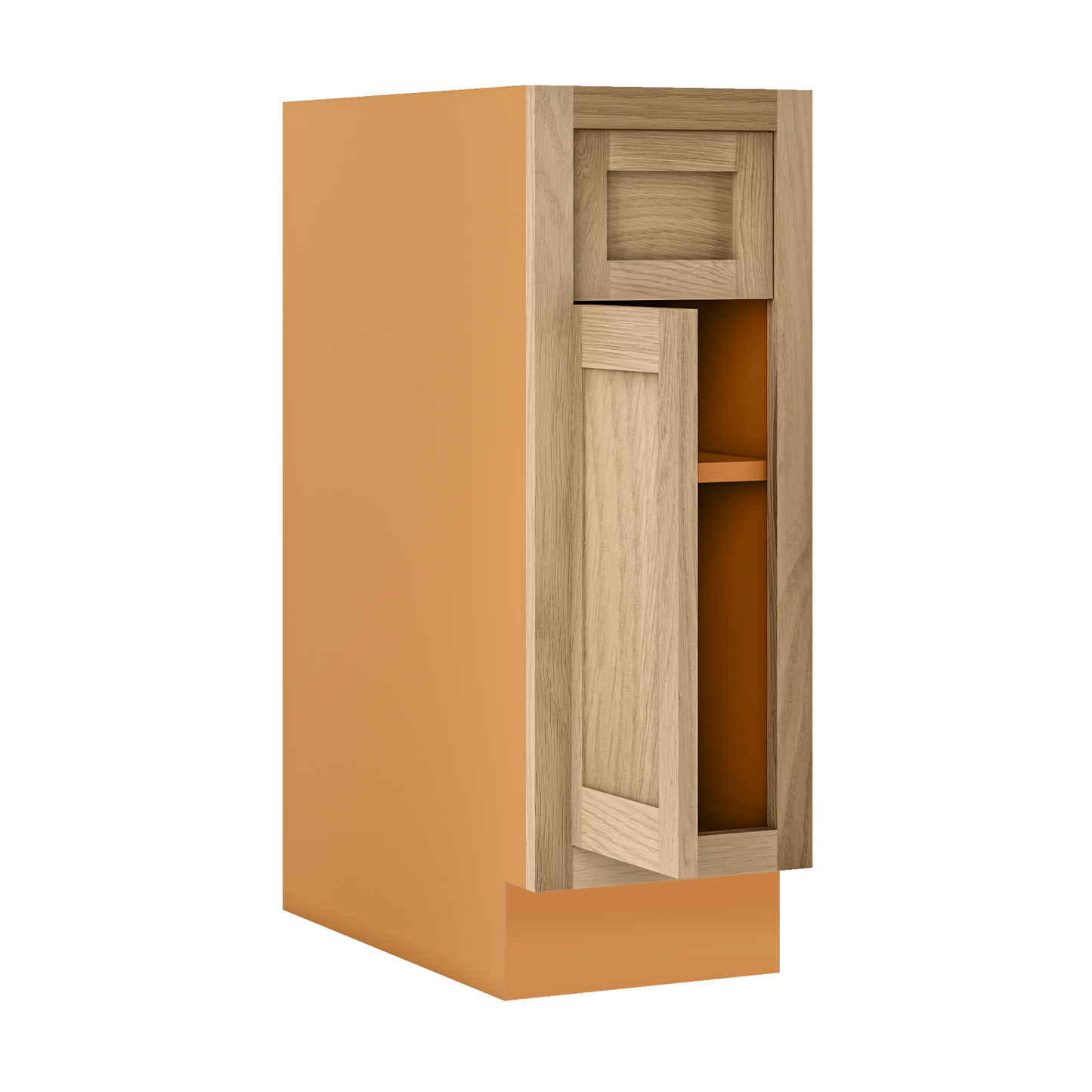 White Oak Inset Shaker Base Cabinet - Single Door Single Drawer 12", 15", 18" & 21" - Special Order