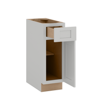 12", 15", 18", and 21" Width | Base Cabinet with One Door and One Drawer | RTA Unassembled | Premium Shaker White Full Overlay