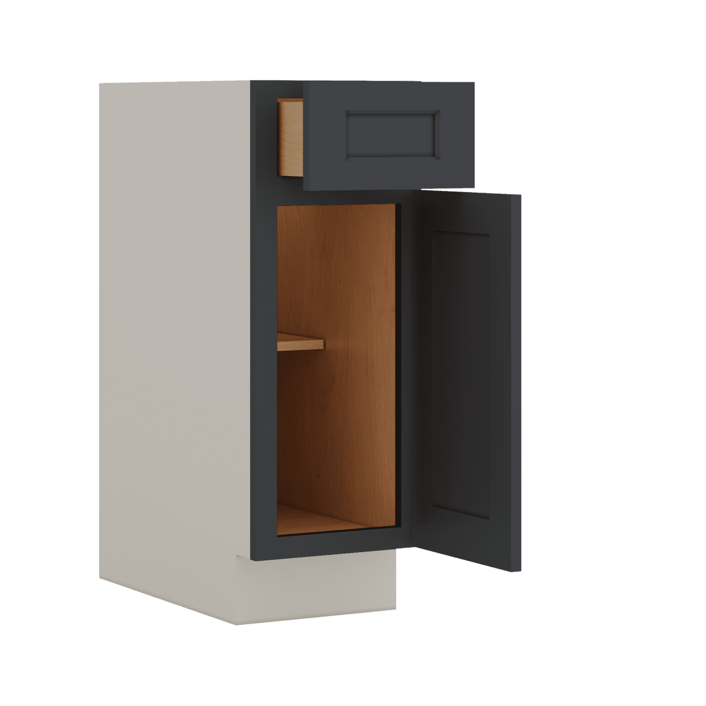 Base Cabinet - One Door 9", 12", 15", 18", 21" 15HNS Hermosa Noir Black Shaker 1-1/4" Overlay