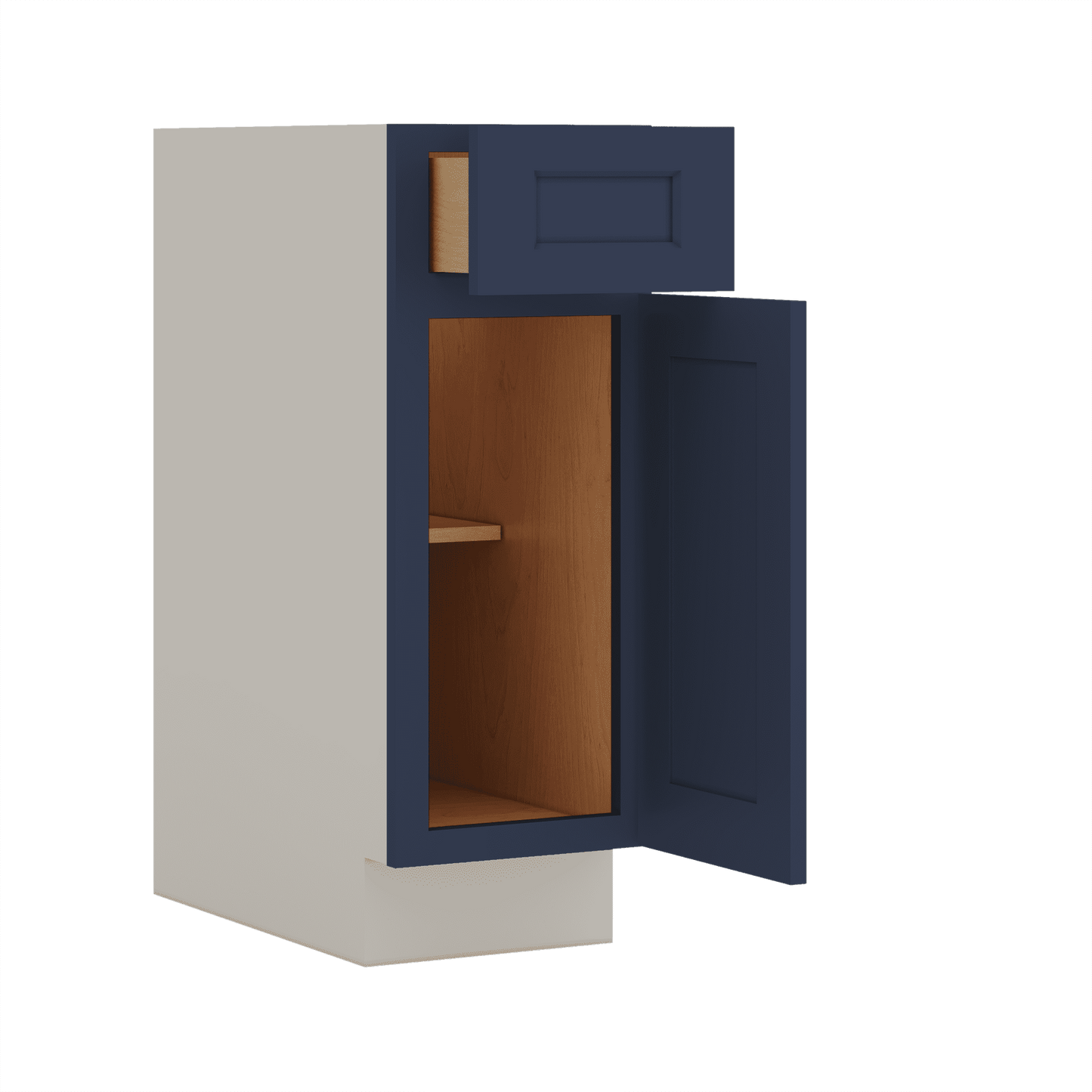 Base Cabinet - 9", 12", 15", 18", 21" NB29 Naval Blue Shaker 1-1/4" Overlay