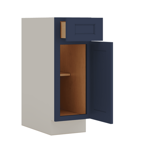 Base Cabinet - 9", 12", 15", 18", 21" NB29 Naval Blue Shaker 1-1/4" Overlay