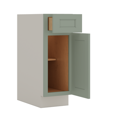 Base Cabinet - One Door 9", 12", 15", 18", 21" Green Shaker 1-1/4" Overlay