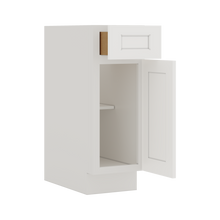Base Cabinet - One Door One Drawer 9"(No Drawer), 12", 15", 18", 21" White Shaker 1-1/4" Overlay