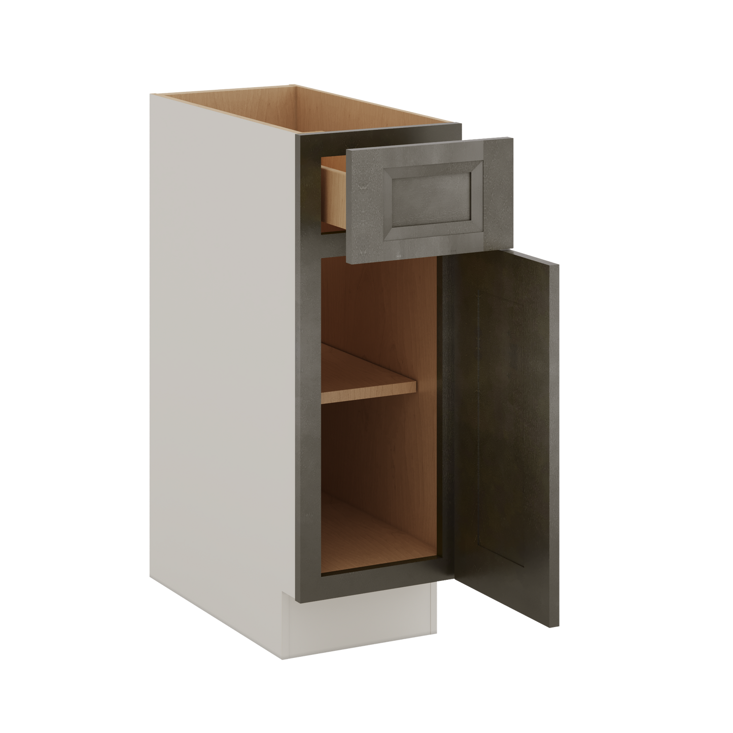 Huntington Cinder Double Shaker Base Cabinet - One Door One Drawer 9"(No Drawer), 12", 15", 18", 21"