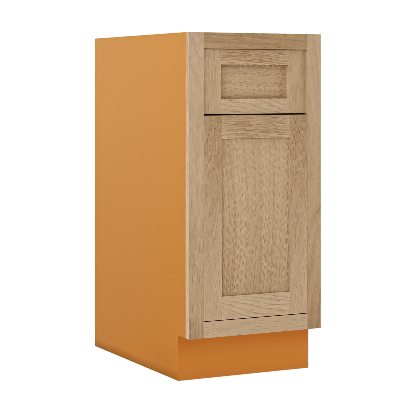White Oak Inset Shaker Base Cabinet - Single Door Single Drawer 12", 15", 18" & 21" - Special Order