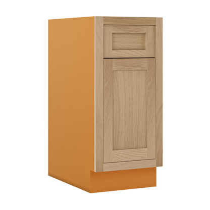 White Oak Inset Shaker Base Cabinet - Single Door Single Drawer 12", 15", 18" & 21" - Special Order