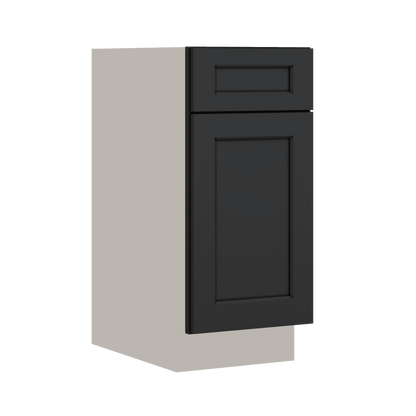 Base Cabinet - One Door 9", 12", 15", 18", 21" 15HNS Hermosa Noir Black Shaker 1-1/4" Overlay