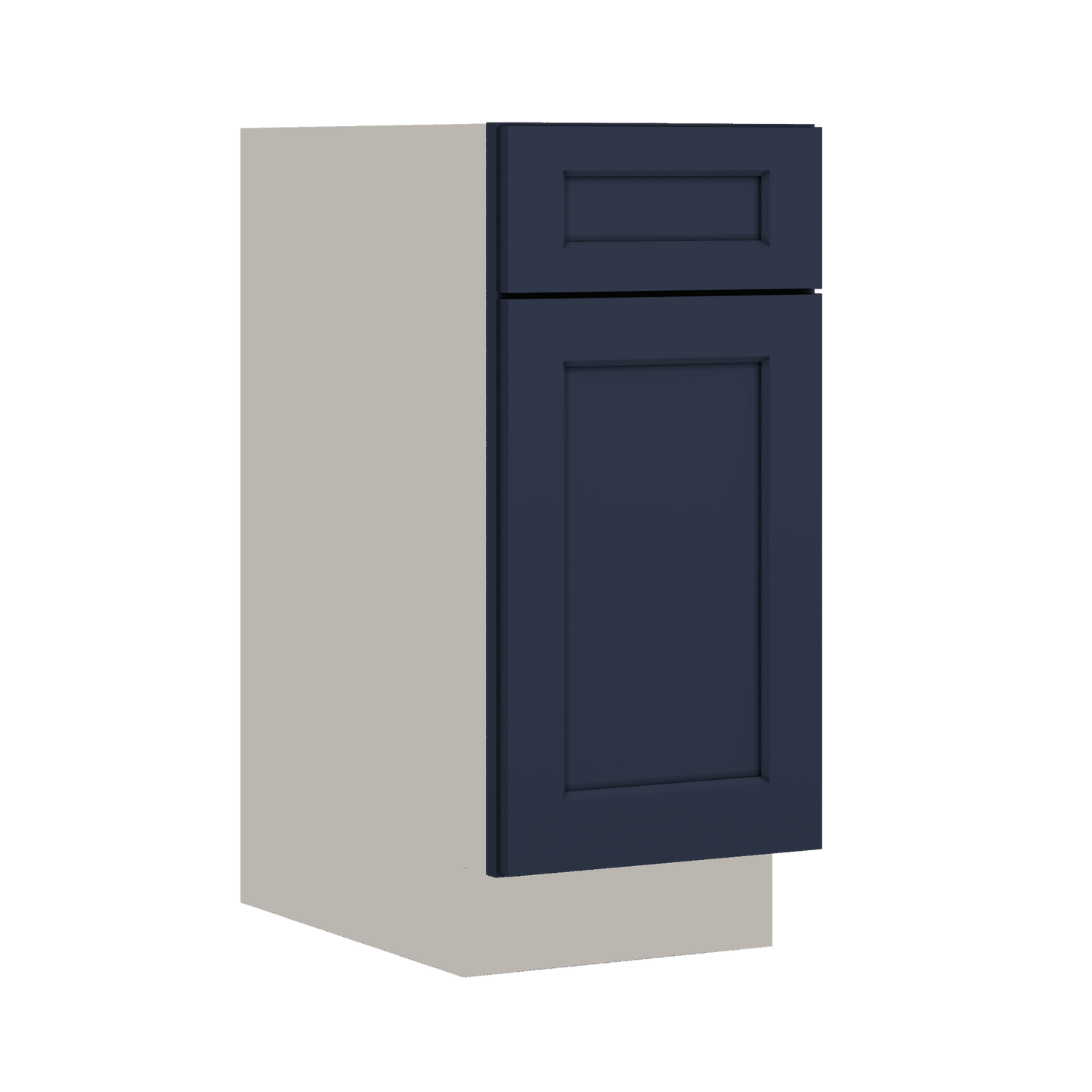 Base Cabinet - 9", 12", 15", 18", 21" NB29 Naval Blue Shaker 1-1/4" Overlay