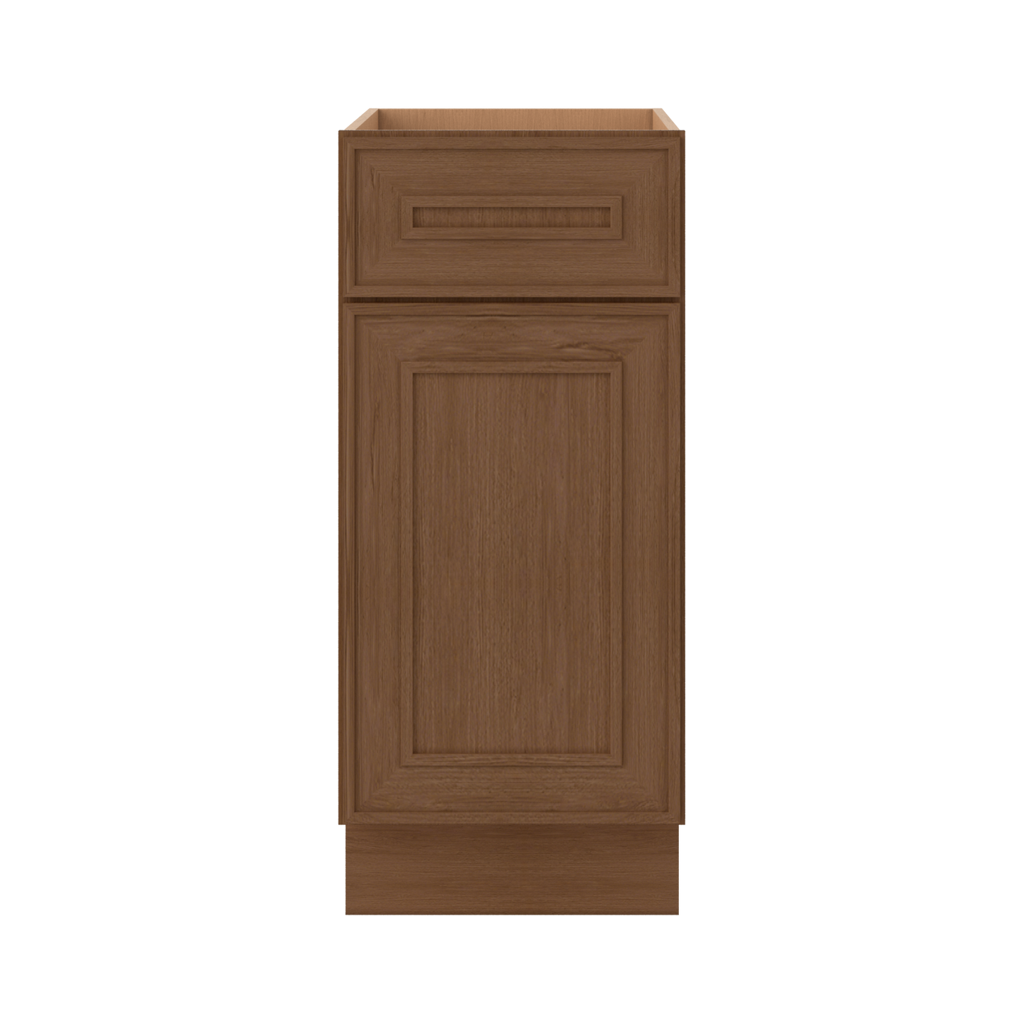 Base 9", 12", 15", 18", 21" Mocha - Elegant Oak Craftsman Shaker 1-1/4" Overlay Base Cabinet - One Door - One Drawer