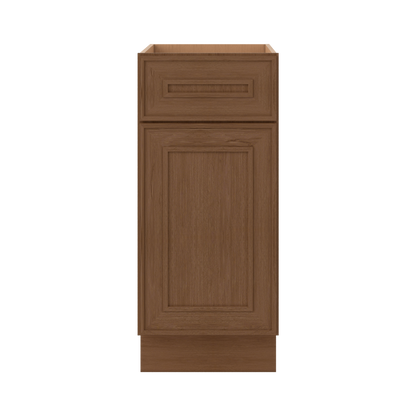 Base 9", 12", 15", 18", 21" Mocha - Elegant Oak Craftsman Shaker 1-1/4" Overlay Base Cabinet - One Door - One Drawer