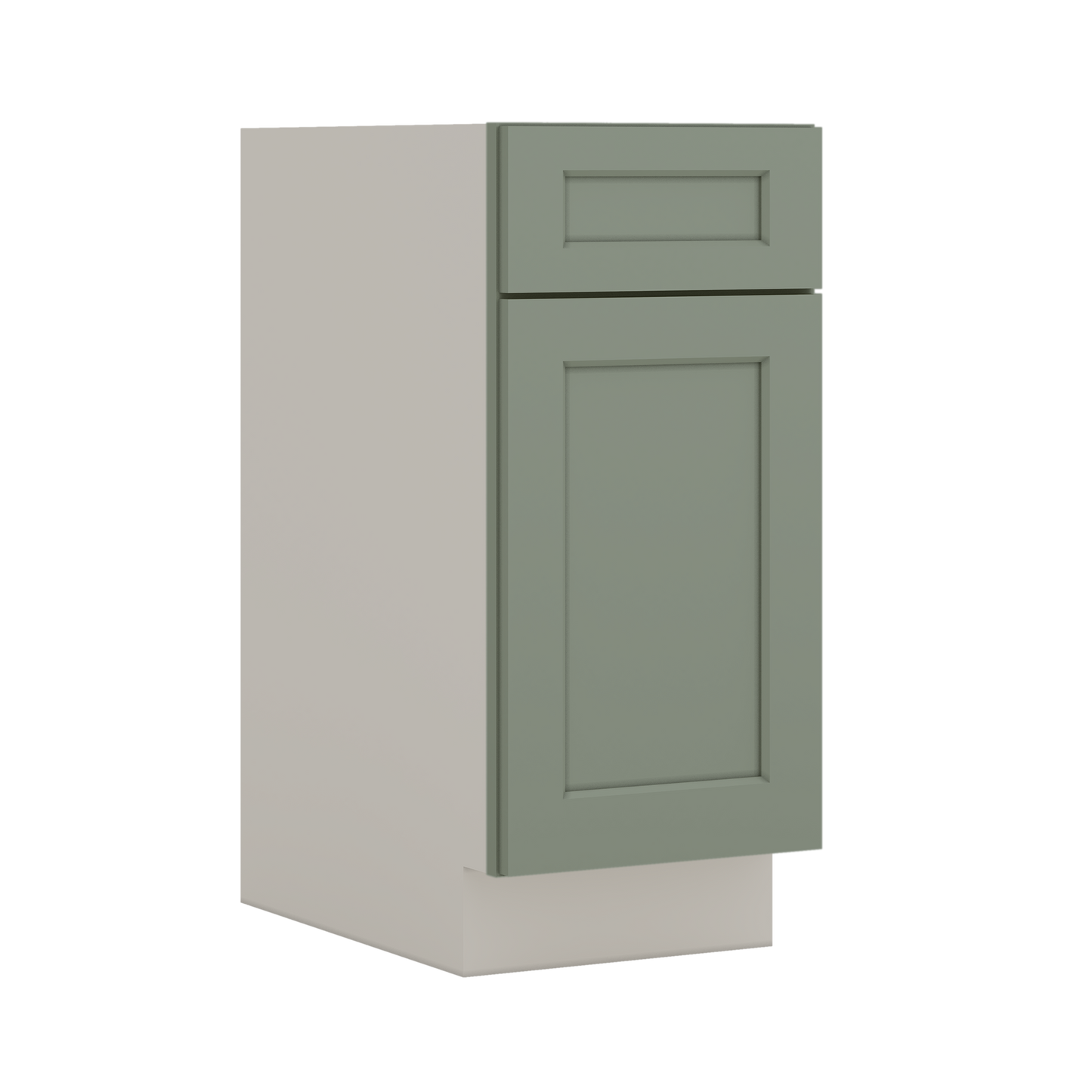Base Cabinet - One Door 9", 12", 15", 18", 21" Green Shaker 1-1/4" Overlay