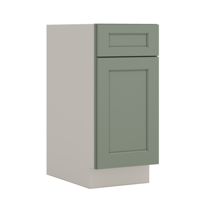 Base Cabinet - One Door 9", 12", 15", 18", 21" Green Shaker 1-1/4" Overlay
