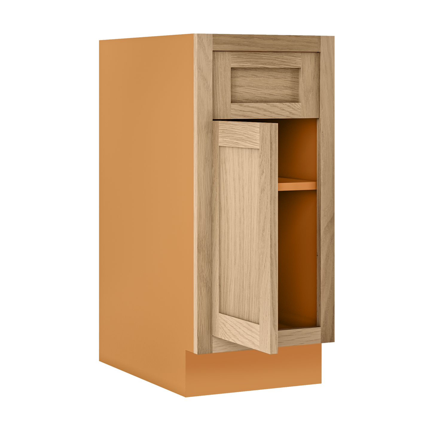 White Oak Inset Shaker Base Cabinet - Single Door Single Drawer 12", 15", 18" & 21" - Special Order