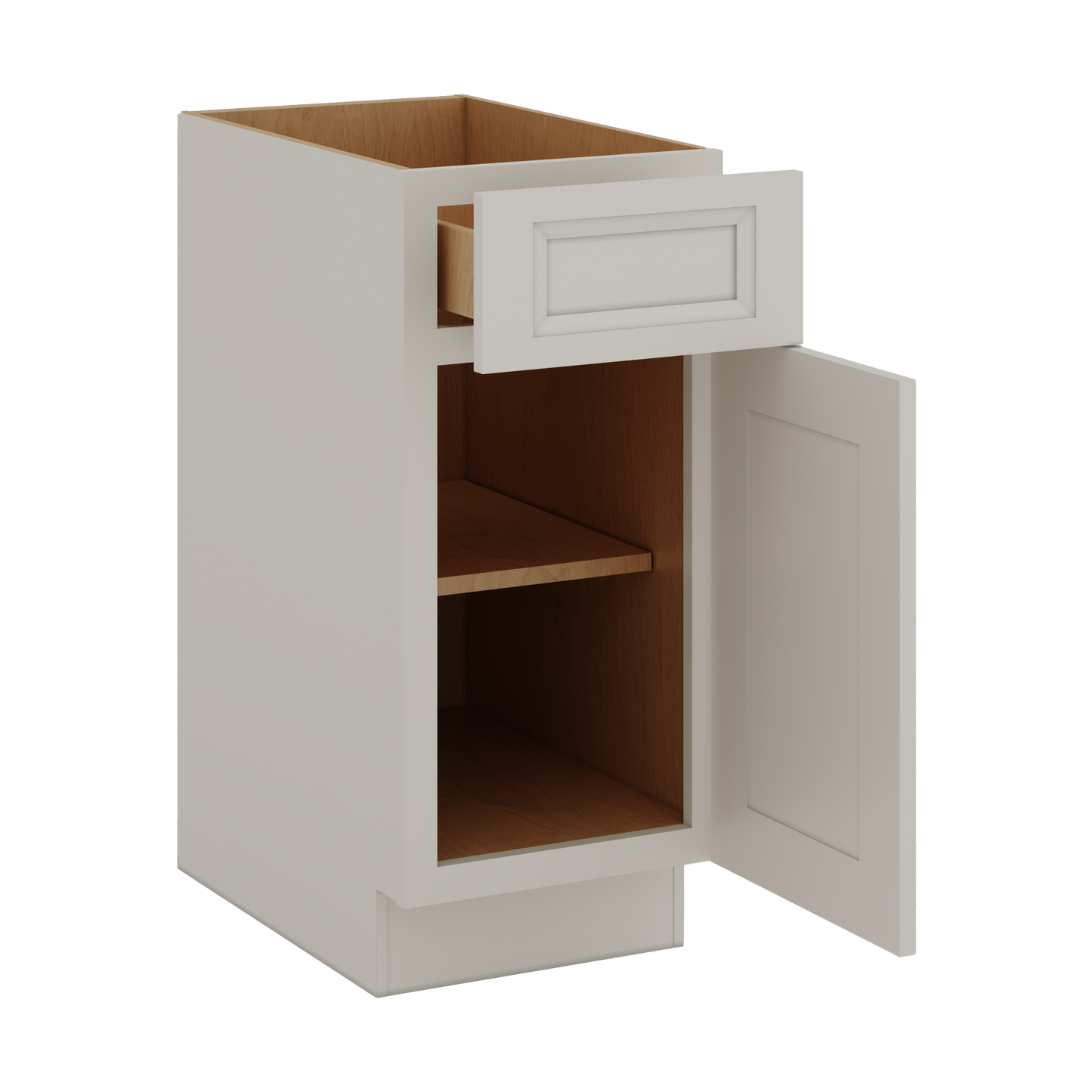 27LGDS Laguna Gray Double Shaker Base Cabinet - One Door One Drawer 9"(No Drawer), 12", 15", 18", 21"
