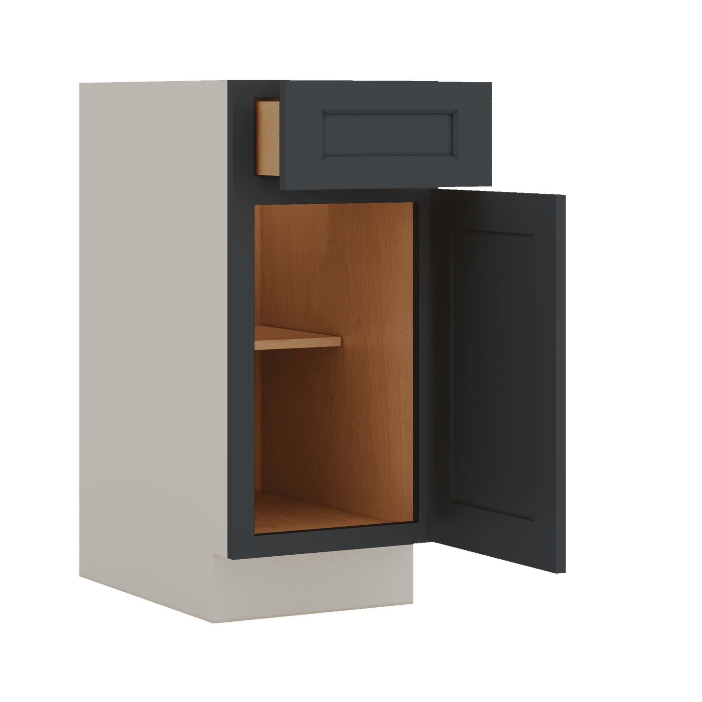 Base Cabinet - One Door 9", 12", 15", 18", 21" 15HNS Hermosa Noir Black Shaker 1-1/4" Overlay