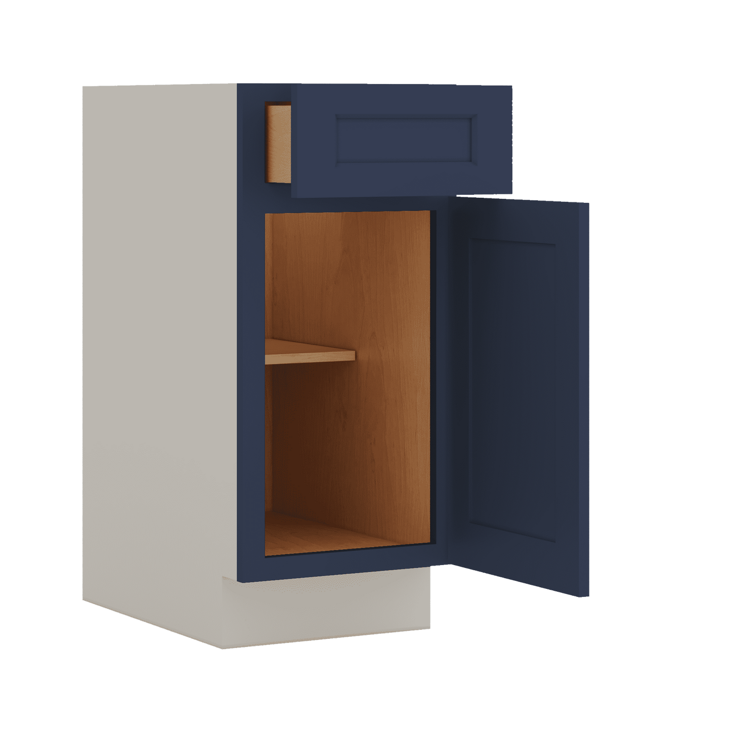Base Cabinet - 9", 12", 15", 18", 21" NB29 Naval Blue Shaker 1-1/4" Overlay