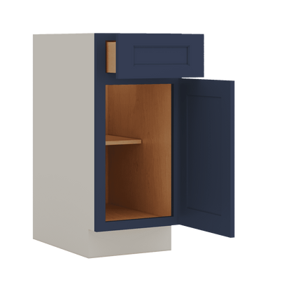Base Cabinet - 9", 12", 15", 18", 21" NB29 Naval Blue Shaker 1-1/4" Overlay