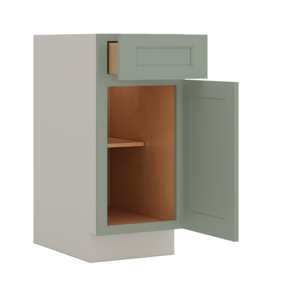 Base Cabinet - One Door 9", 12", 15", 18", 21" Green Shaker 1-1/4" Overlay