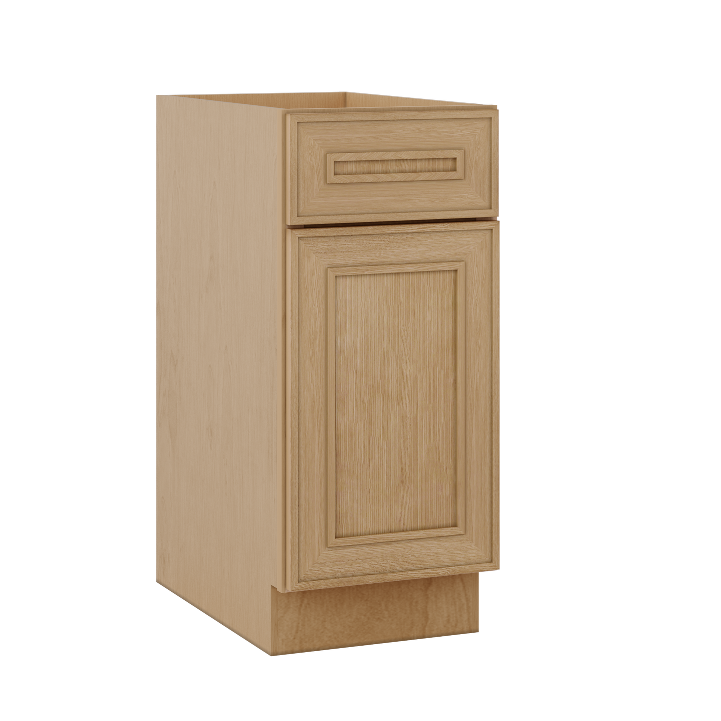 Base 9", 12", 15", 18", 21" Elegant Oak Craftsman Shaker 1-1/4" Overlay Base Cabinet - One Door - One Drawer