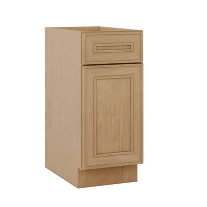 Base 9", 12", 15", 18", 21" Elegant Oak Craftsman Shaker 1-1/4" Overlay Base Cabinet - One Door - One Drawer