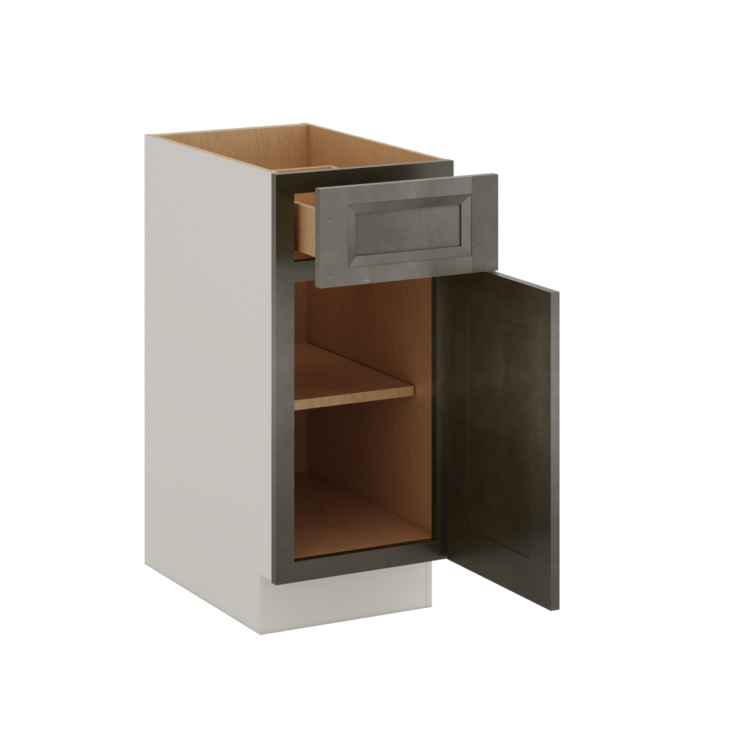 Huntington Cinder Double Shaker Base Cabinet - One Door One Drawer 9"(No Drawer), 12", 15", 18", 21"