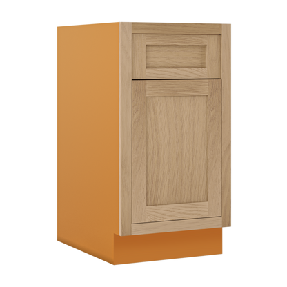 White Oak Inset Shaker Base Cabinet - Single Door Single Drawer 12", 15", 18" & 21" - Special Order