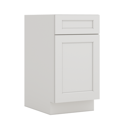 Base Cabinet - One Door One Drawer 12", 15", 18", 21" 2WS White Shaker 1-1/4" Overlay