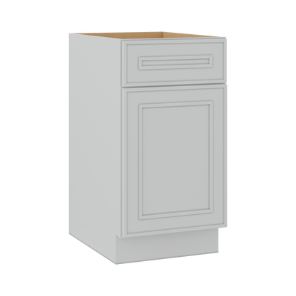 Base 9", 12", 15", 18", 21" White Elegant Oak Craftsman Shaker 1-1/4" Overlay Base Cabinet - One Door - One Drawer